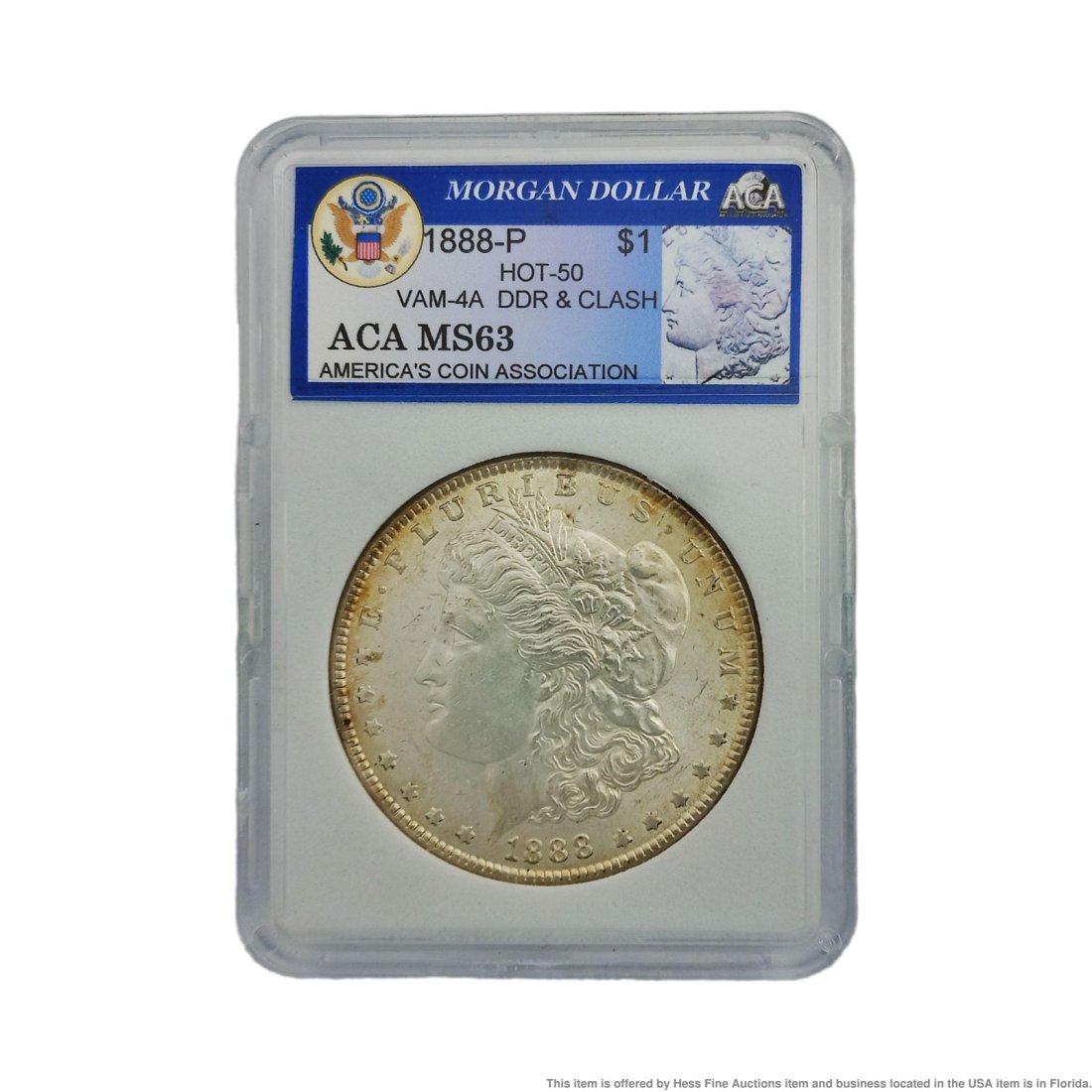Incredible 1888 ACA Uncirculated Morgan Silver Dollar Encased VAM-4A (1 of 4)