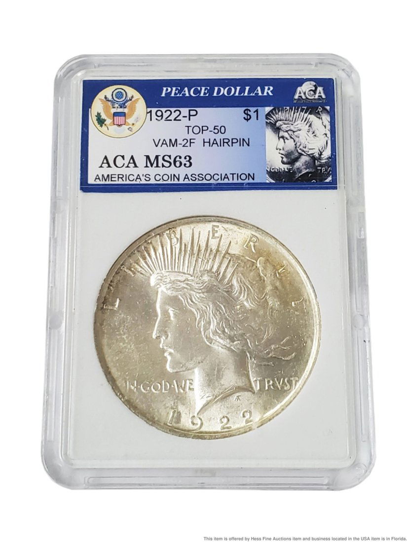 1922-P Peace Silver Dollar Top-50 VAM-2F Hairpin (1 of 4)