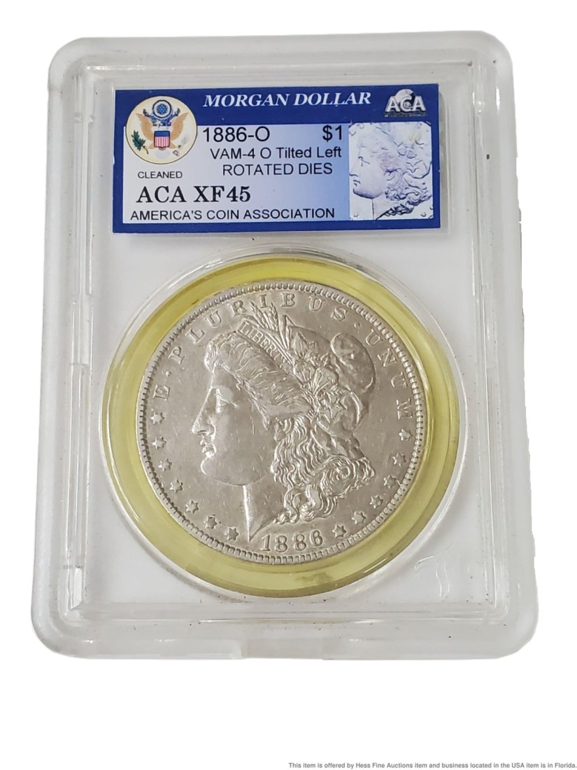 1886-O  Morgan Silver Dollar New Orleans Clean Tilted Left Rotated Dies (1 of 4)