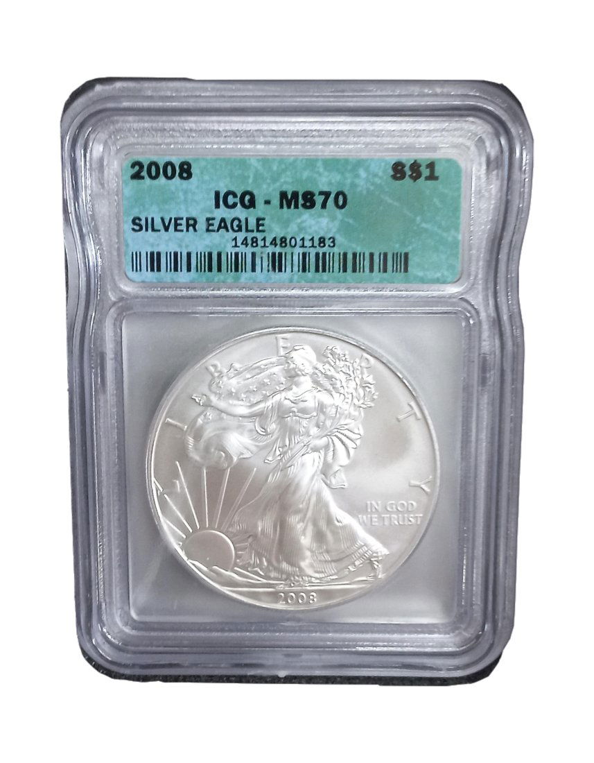 2008 Silver Eagle ICG MS70 Westminster Mint Fine Silver Bullion (1 of 3)