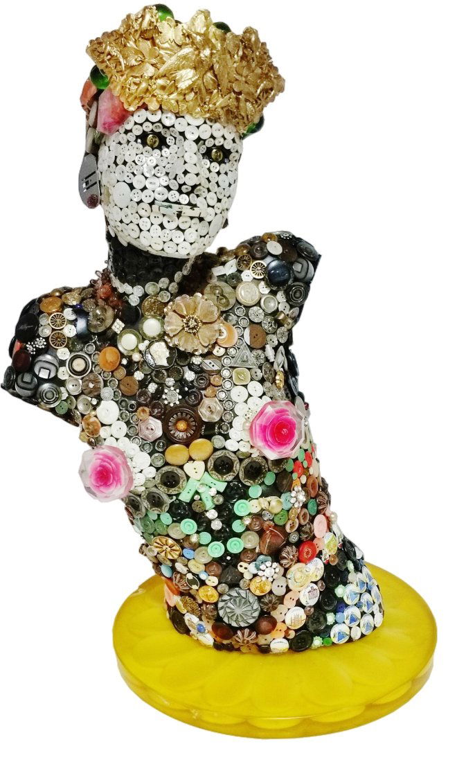 Outsider Folk Art Bust Assemblage Found Object Sculpture Large (1 of 14)