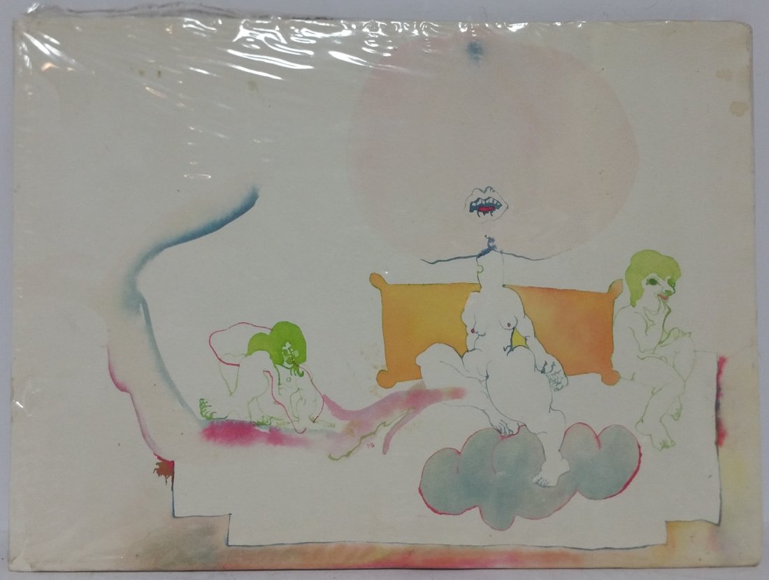 Vintage Erotica Pop Art Watercolor Painting: Title: Vintage Erotica Pop Art Watercolor Painting Description:Vintage Erotica Pop Art Watercolor Painting. Estate of a prominent Ybor City Tampa, Florida cigar manufacturer who commissioned or acquir