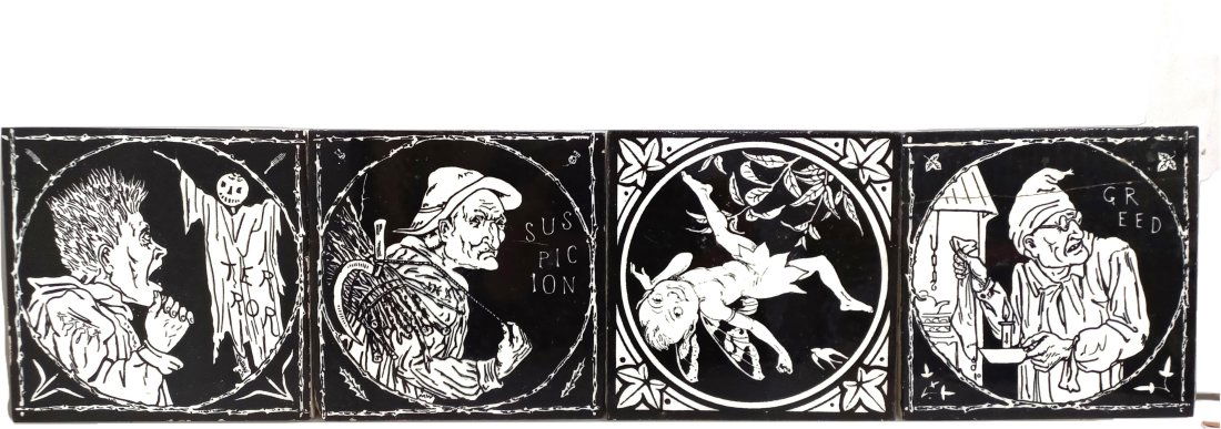 Lot Of Four Old Fairy Tale Motto Minton Figural Illustration Ceramic Motifs (1 of 16)