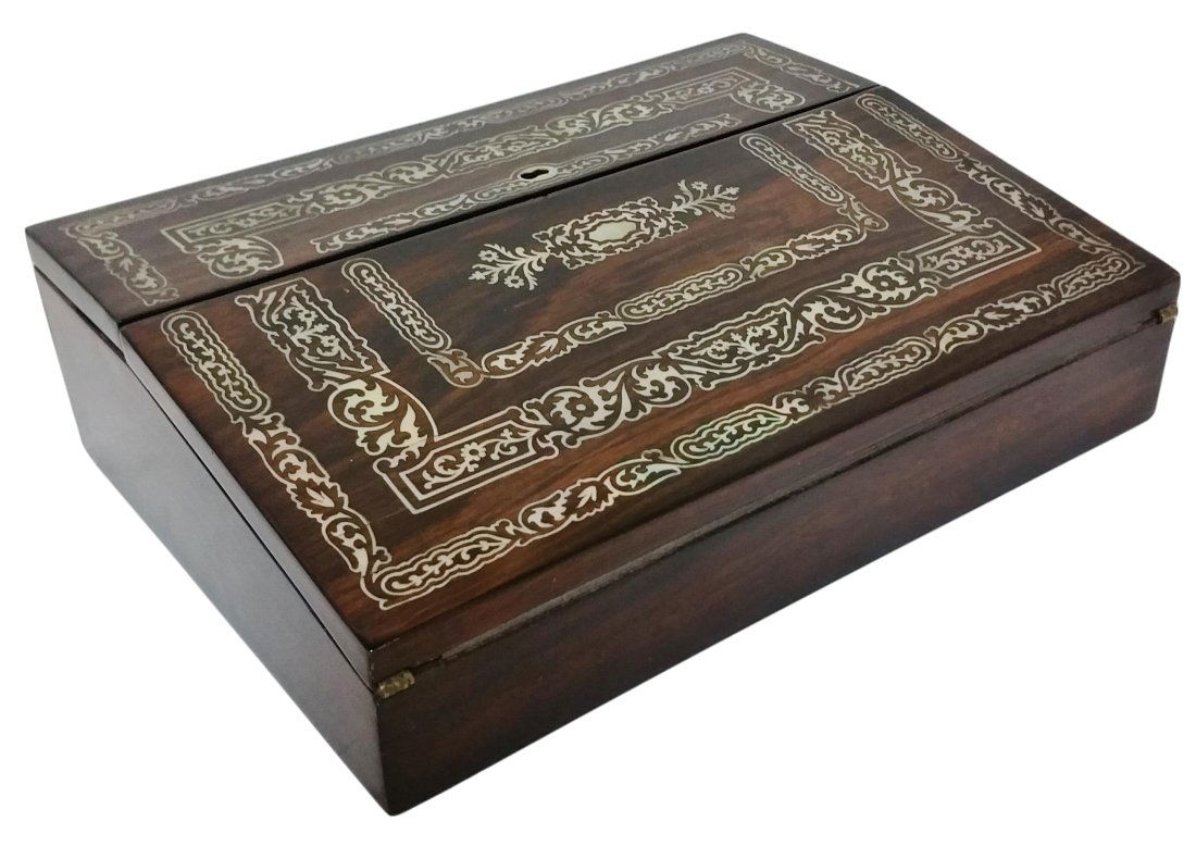 Antique Vintage MOP Inlay Travel Writing Desk (1 of 10)