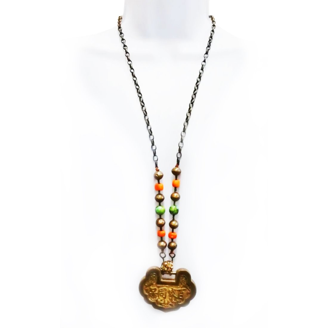 Antique Vintage Silver Coral Turquoise Tibet Tibetan Necklace Medallion: Title: Antique Vintage Silver Coral Turquoise Tibet Tibetan Necklace Medallion Description:Antique Vintage Silver Coral Turquoise Tibet Tibetan Necklace Medallion Hallmarks or Signature: N