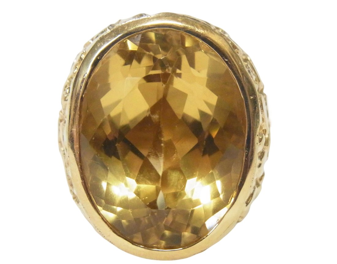Huge 50ct Citrine 30 gram 14k Gold Ring Gift from Elizabeth Taylor w/ Autograph (1 of 13)