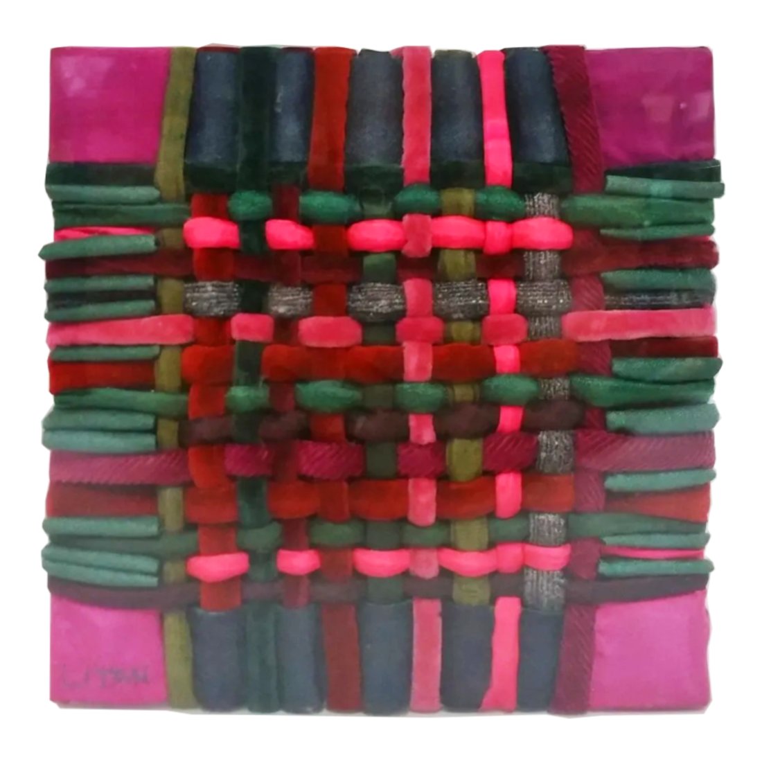 Shula Litan Textile Woven Fabric Assemblage Wall Hanging (1 of 7)