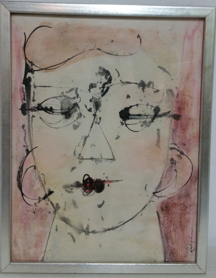 Signed Rutigliano Woman Portrait Abstract Print (1 of 6)