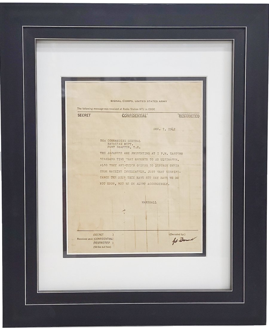 Pearl Harbor Warning Telegraph General Marshall Dec 7 1941 (1 of 7)