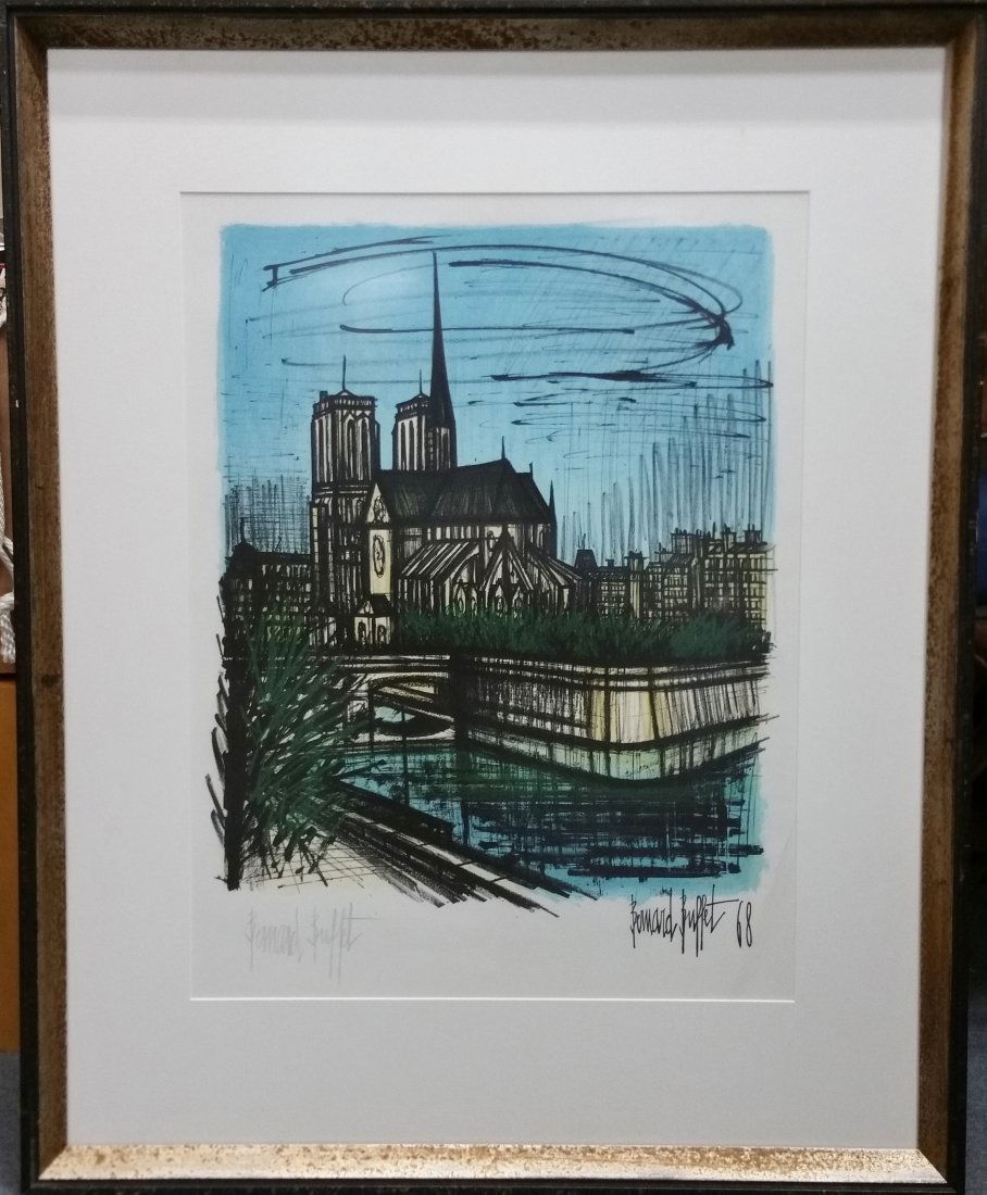 Bernard Buffet Pencil Signed Lithograph Notre Dame French: Title: Bernard Buffet Pencil Signed Lithograph Notre Dame French Description:Bernard Buffet Pencil Signed Lithograph Notre Dame French. On heavy BFK Rives paper. Signature: Signed in penci