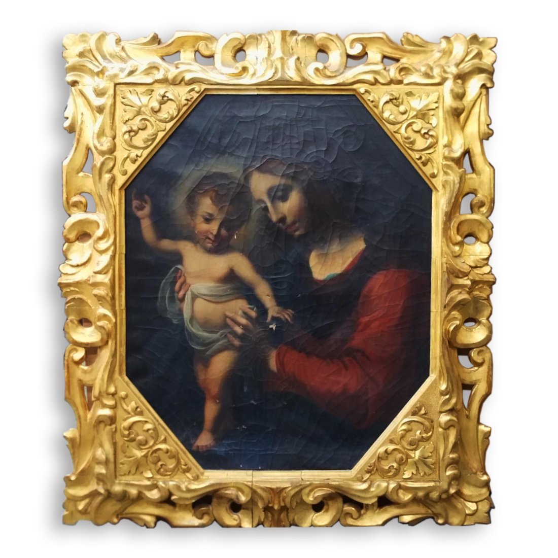 Madonna Child 19c Master Subject Signed Large Oil Painting Italian Antique Continental European Sain: Title: Madonna Child 19c Master Subject Signed Large Oil Painting Italian Antique Continental European Saint Mary Jesus Description:Madonna Child 19c Master Subject Signed Large Oil Painting Italian A