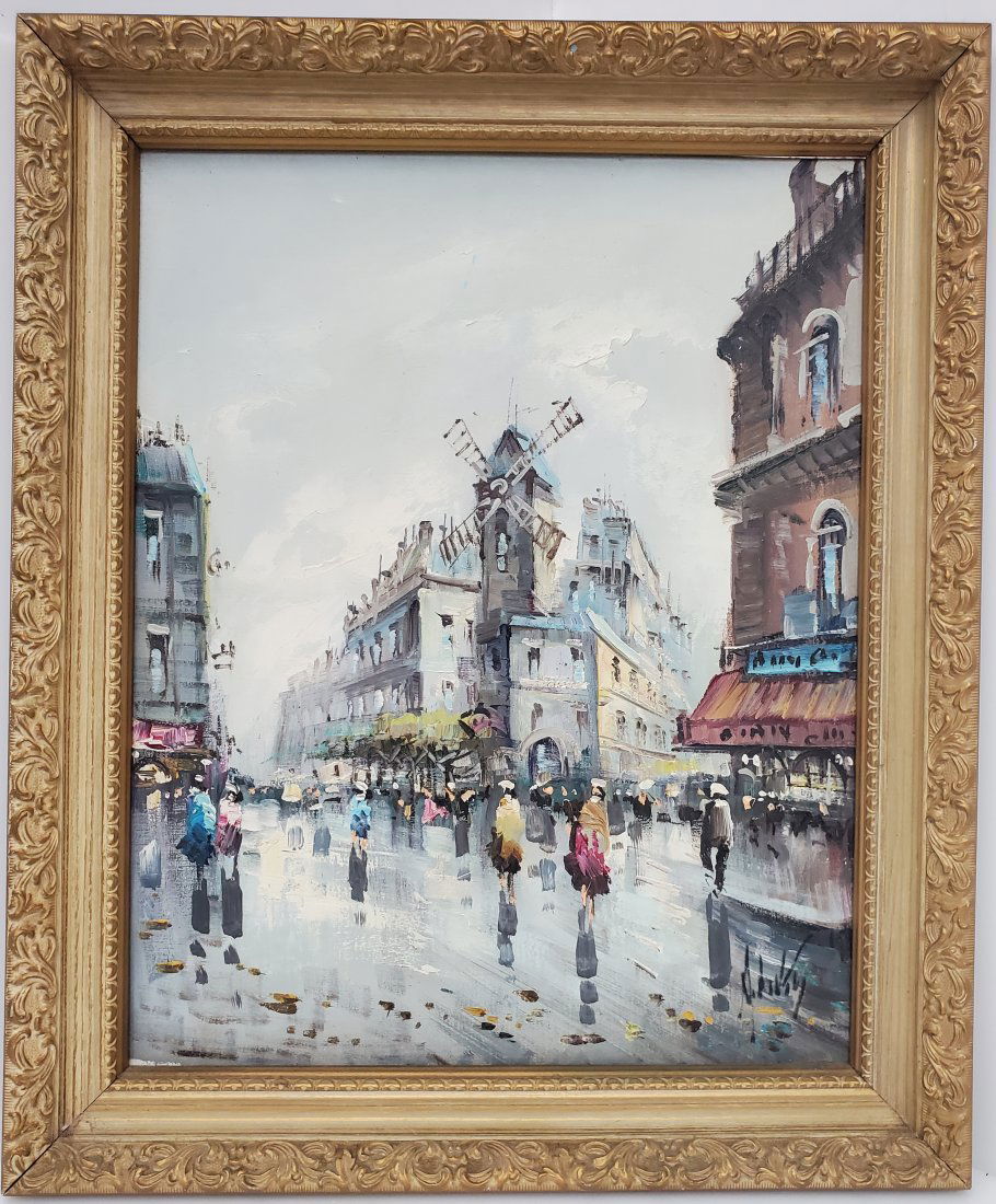 Professor Antonio DeVity Original Moulin Rouge Paris Montmartre Street Scene Oil Painting (1 of 8)