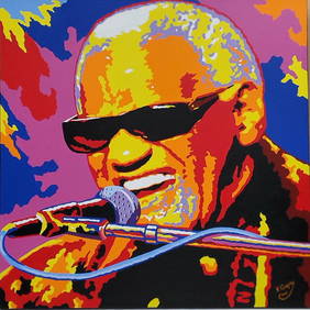 Vladimir Gorsky Ray Charles Blues R&B Rock Soul Musician Painting Pop Art Celebrity Portrait Acrylic (1 of 10)