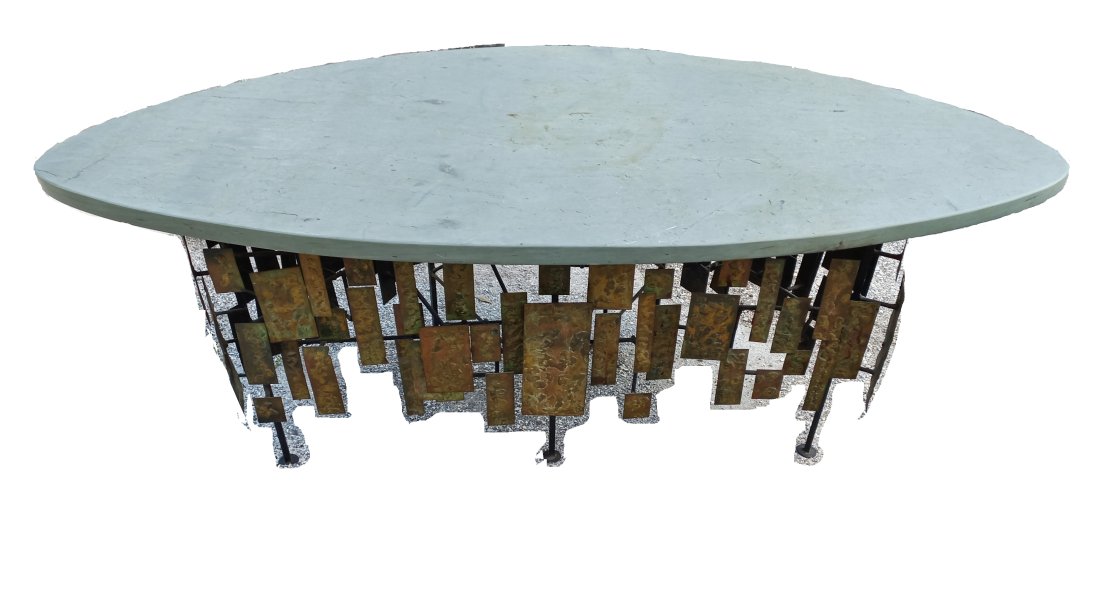 Large Vintage Mid Century Modern MCM Brutalist Coffee Table Slate Top Biomorphic 54 Inch (1 of 14)