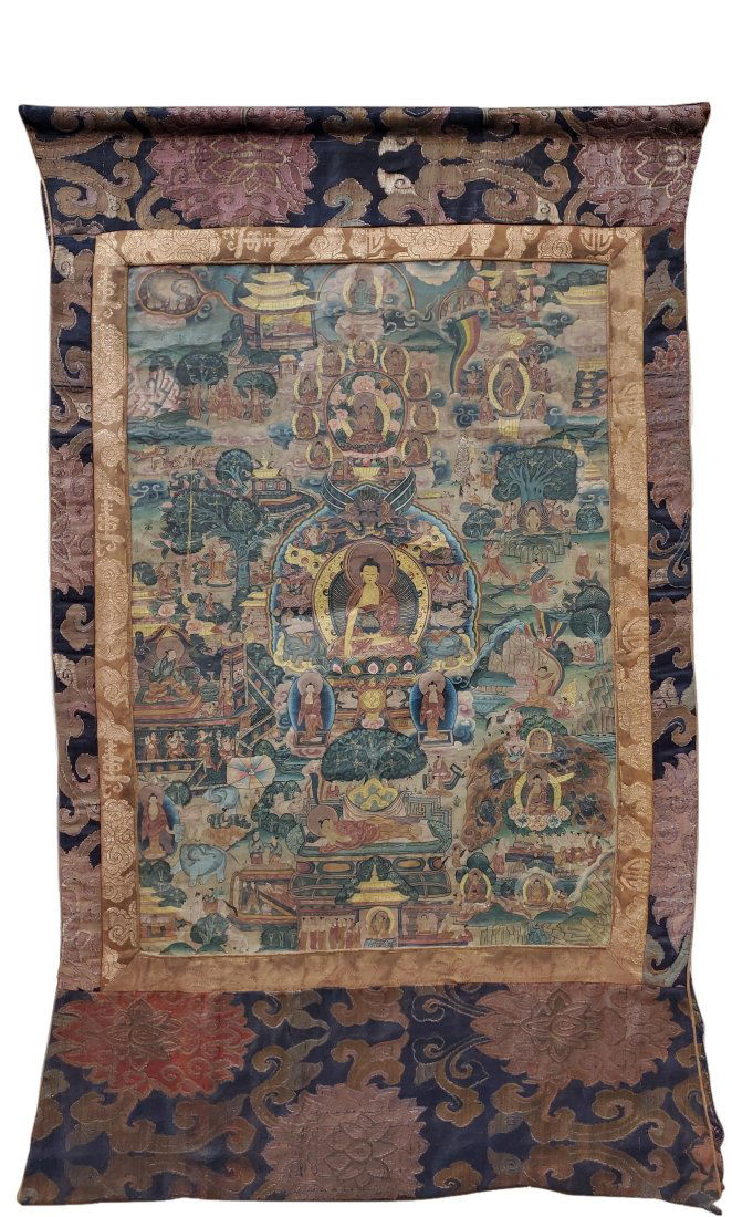 Antique Tibetan Thangka 29.25 x 20.25 Image 47 x 30 Overall (1 of 11)