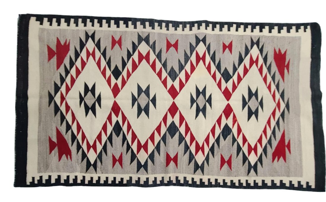 Vintage Geometric Navajo Native American Complex Handwoven Rug Carpet Blanket 5 of 5 in Auction (1 of 18)
