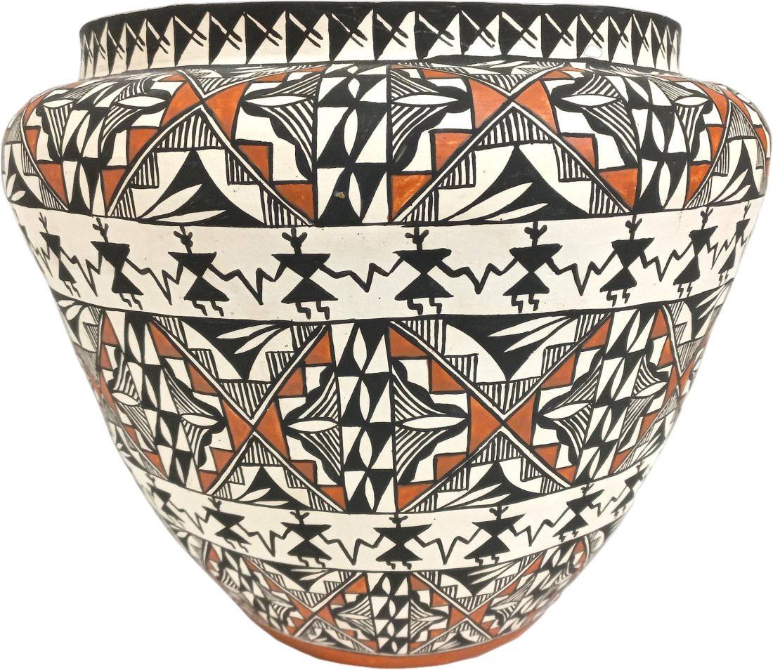 Large Signed Stevens Acoma Olla 11 Inch Vase Pot Decorated Native American South Eastern Pueblo Area (1 of 6)