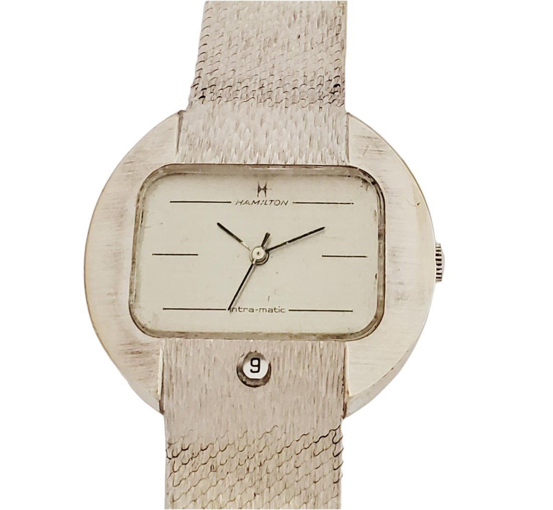 18k White Gold Hamilton Intra-Matic 630 Rare Vintage Mid Century Masterpiece Mens Watch (1 of 10)