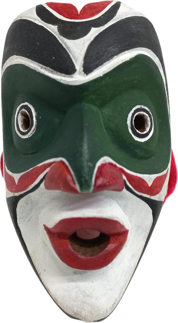 Vintage Signed Rich LaValle Tlingit Carved Miniature Painted Wooden Mask Northwest Coast: Title: Vintage Signed Rich LaValle Tlingit Carved Miniature Painted Wooden Mask Northwest Coast Description: Richard LaValle is of Swedish and French Canadian ancestry. He was traditionally adopted by