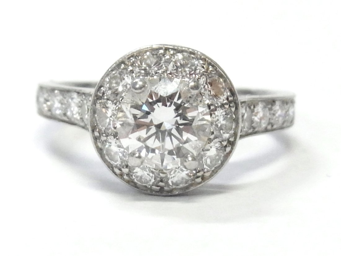 VCA Platinum Diamond Van Cleef & Arpels Halo Ring w/ GIA 1.01ct D VVS2 Solitaire Center (1 of 16)