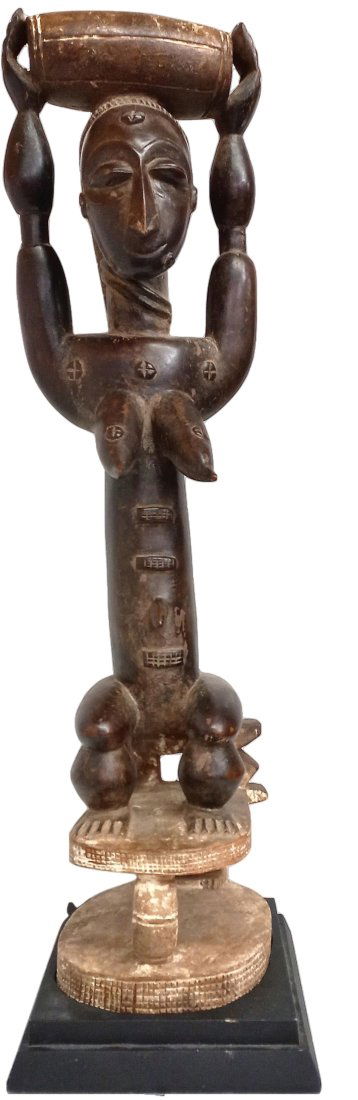Carved Wood Female 34in Tall Statue Central West African Ghana Congo Zaire 1960s Collection No 4 (1 of 18)