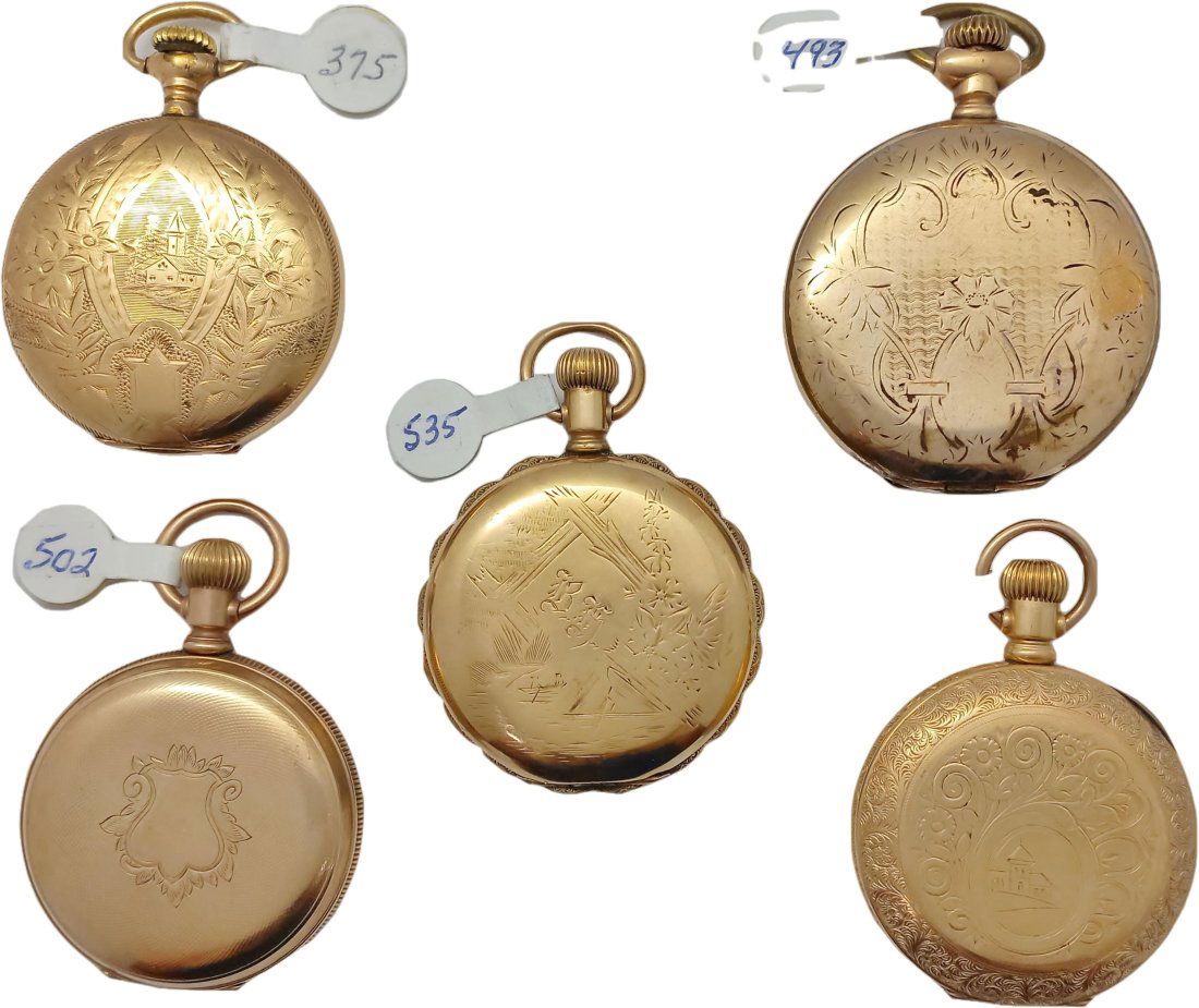 Lot Of Five Running Elgin Antique American Pocket Watches (1 of 8)