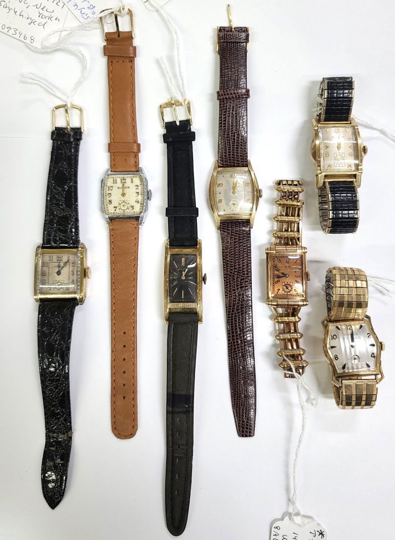 Bulova Deco Wrist Watch Collection Lot of 7 Rectangular and Cushion Cases (1 of 6)