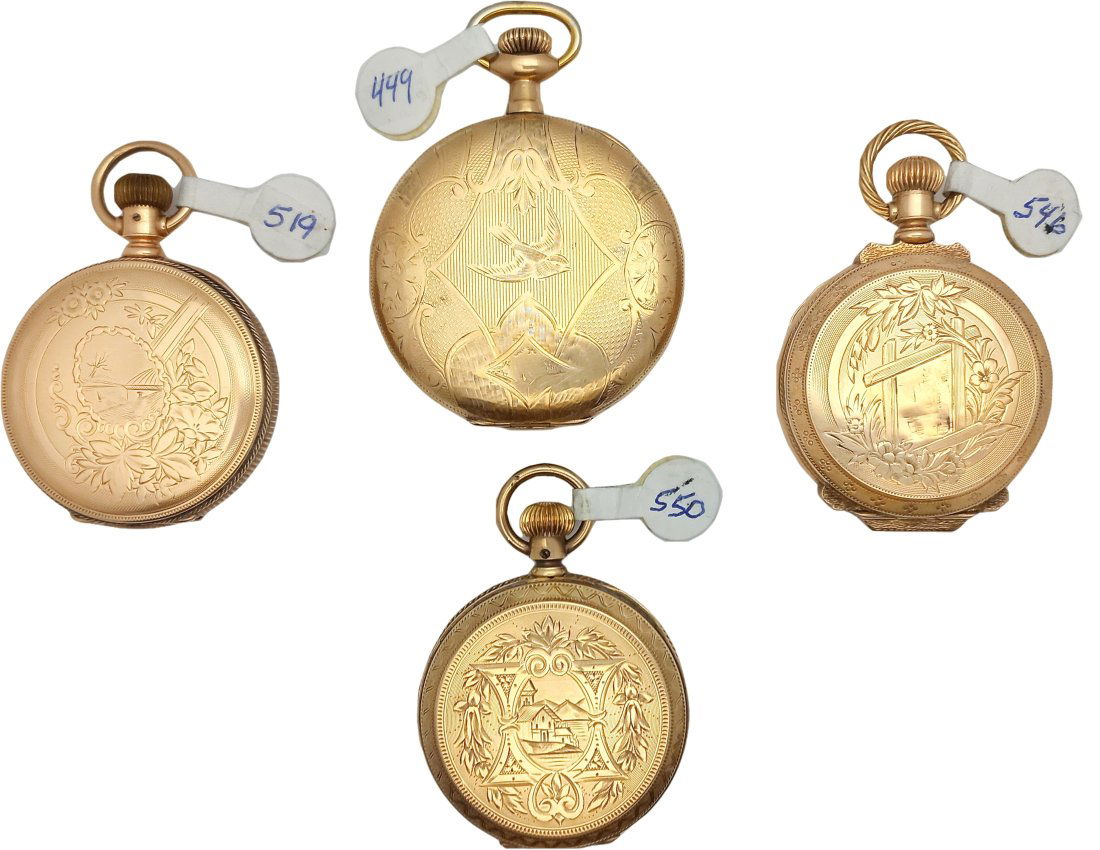 Lot Of Four Ladies And Mens Antique Elgin Pocket Watches (1 of 5)