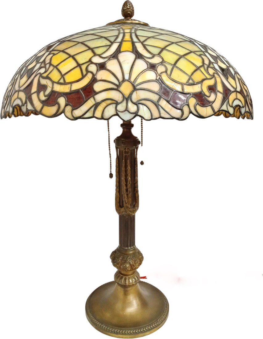 Antique Williamson Art Nouveau Leaded Glass Table Lamp 27 Inch (1 of 18)