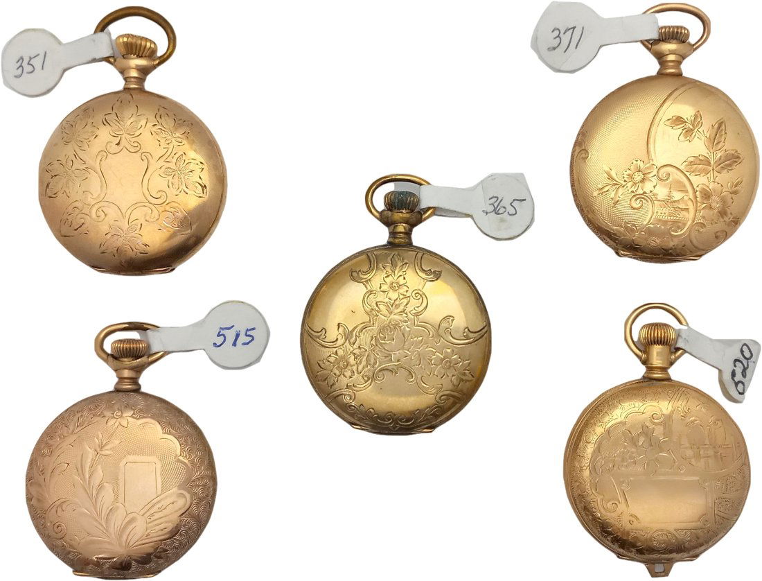 Lot Of Five Elgin Ladies Antique American Pocket Watches (1 of 8)