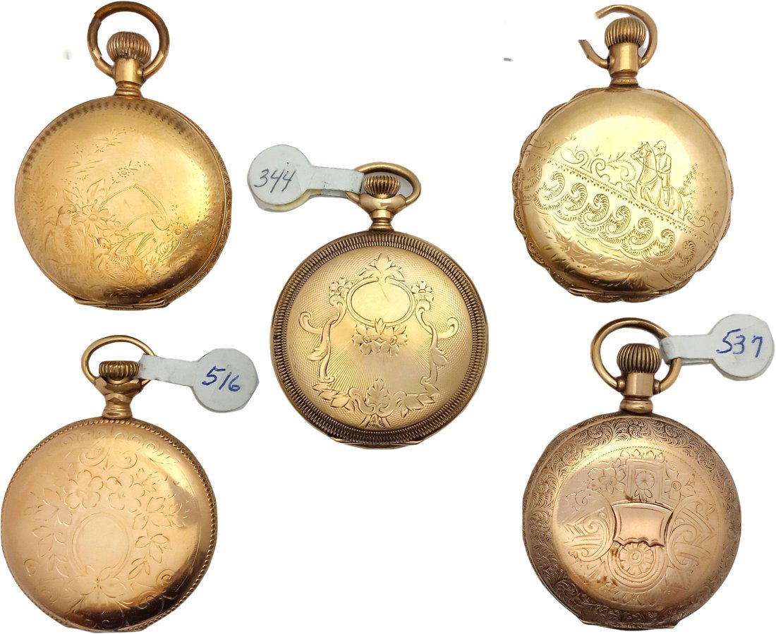 Lot Of Five Ladies Antique Elgin Pocket Watches (1 of 7)