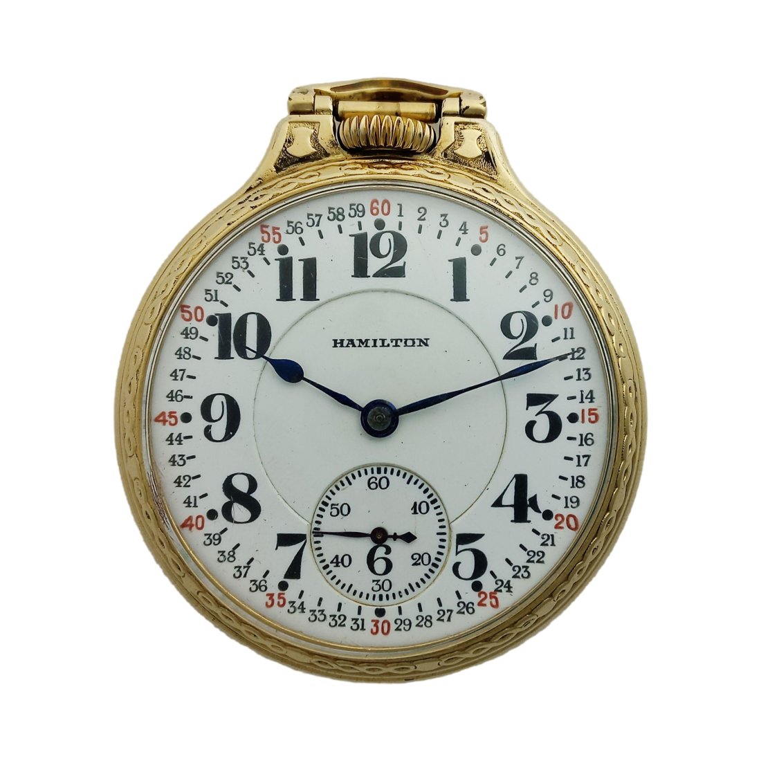 Hamilton 950E Elinvar 23j 16s Montgomery Dial Railroad Manual Wind Pocket Watch: Described by:KL-RM HFA 38647 NTDD Title:Hamilton 950E Elinvar 23j 16s Montgomery Dial Gold Filled Railroad Manual Wind Pocket Watch Description:Hamilton railroad pocket watch. Pocket watch has a 10k g