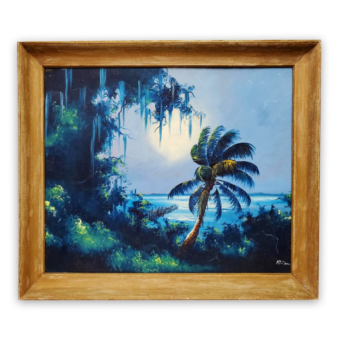 Mary Ann Carroll Florida Highwaymen African American Moonlit Water Palm FL Oil Painting (1 of 9)