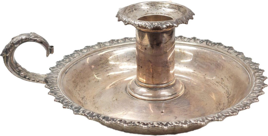 Tiffany & Co. Antique 1890s Sterling Silver Monogrammed Chamber Candle Stick Holder 6.8OZT (1 of 8)