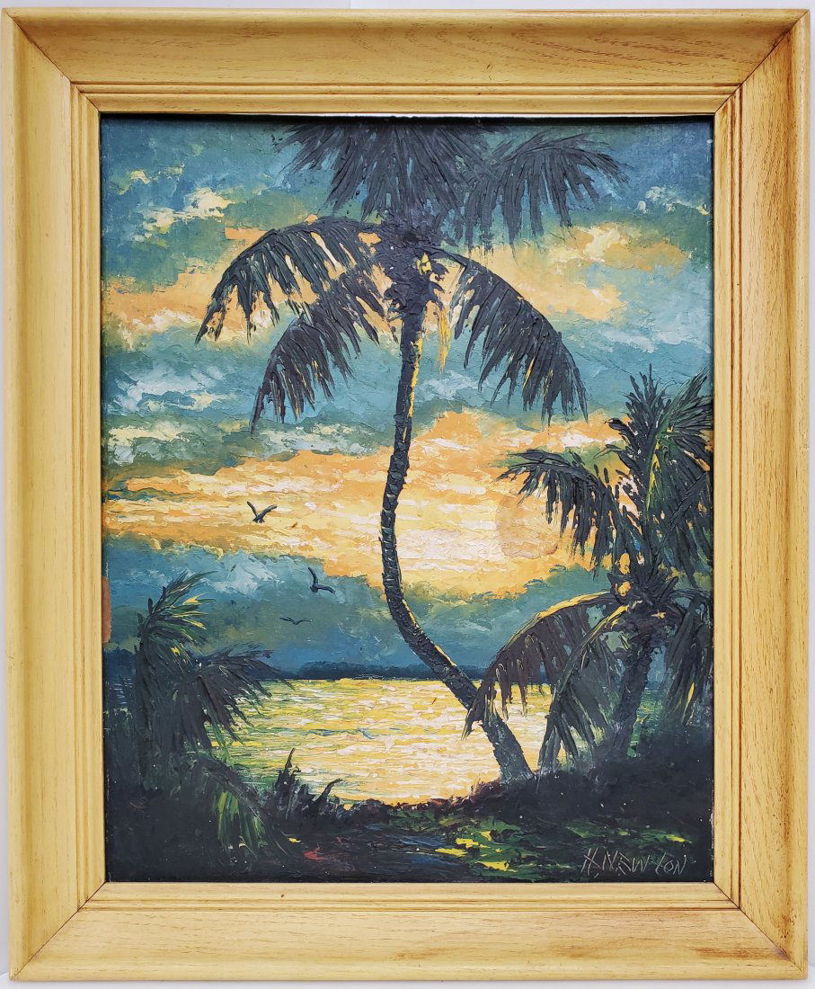 Harold Newton Florida Highwaymen African American FL Sunset Palm Landscape Painting (1 of 6)