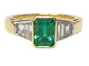 GIA Gem Quality Colombian Emerald Fine White Baguette Diamond Signed 18k Gold Ring