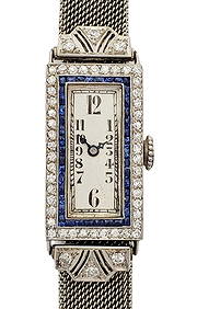 Audemars Piguet Platinum Diamond Sapphire Art Deco Flexible Lugs Ladies Watch 18k White Gold Mesh Br (1 of 11)