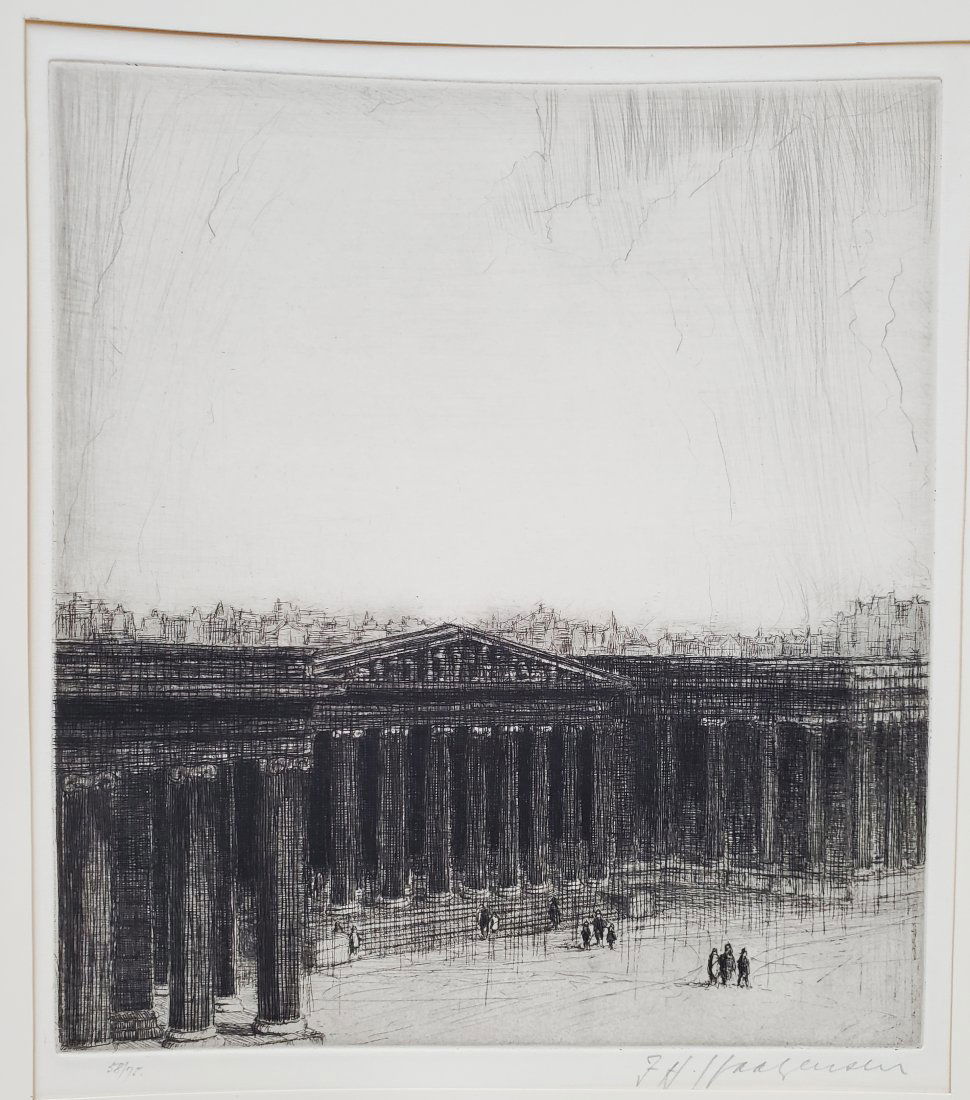 Harvard Estate FH Haagensen British Museum Etching Pencil  Signed Numbered (1 of 5)