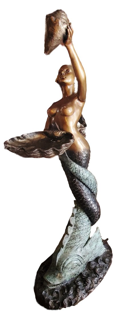Contemporary Bronze Hawaiian Mermaid Garden Fountain Sculpture Statue 5ft (1 of 2)