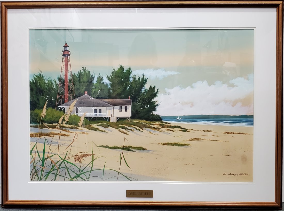 Large Original Neil Adamson Sanibel Florida Watercolor Painting (1 of 9)