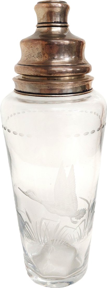 Large Hawkes Sterling Silver Crystal Duck Cocktail Shaker 13 Inch Signed (1 of 10)