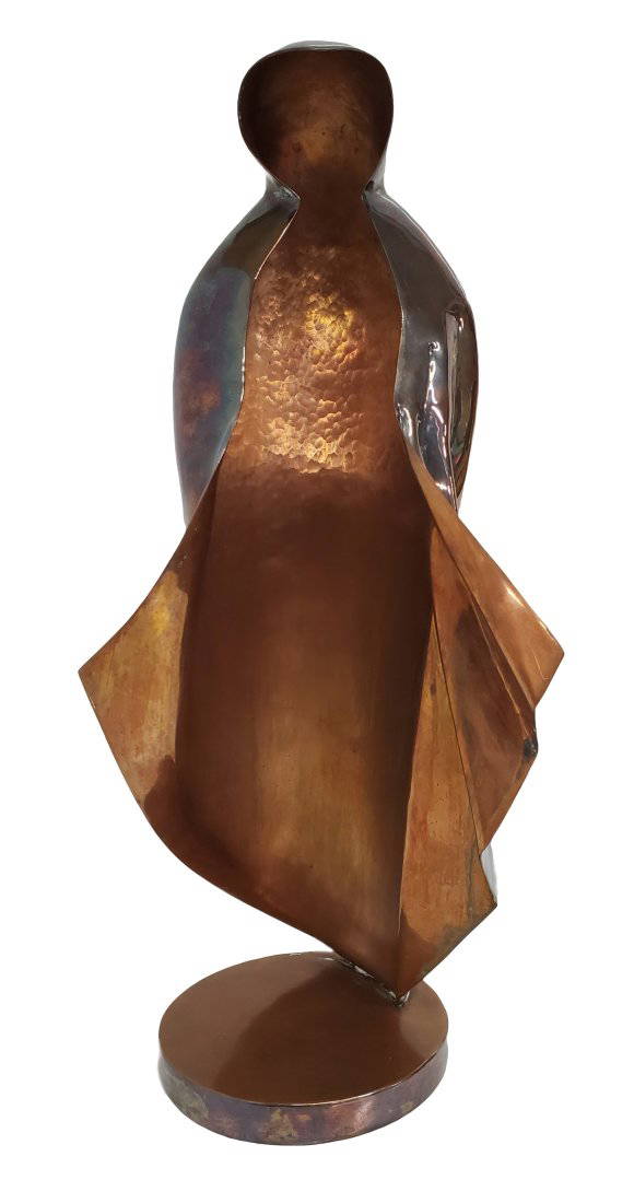 Los Castillo Statue Silver Plated Copper Hand Hammered Art Deco Mexican