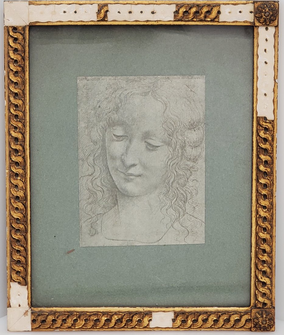 Madonna Antique Photogravure of Boltraffio or Da Vinci with Antique Gallery Label: Described By:Michelle NOE 47676 Title:Madonna Antique Photogravure of Boltraffio or Da Vinci with Antique Gallery Label Description: Madonna Antique Photogravure of Boltraffio or Da Vinci with Antique