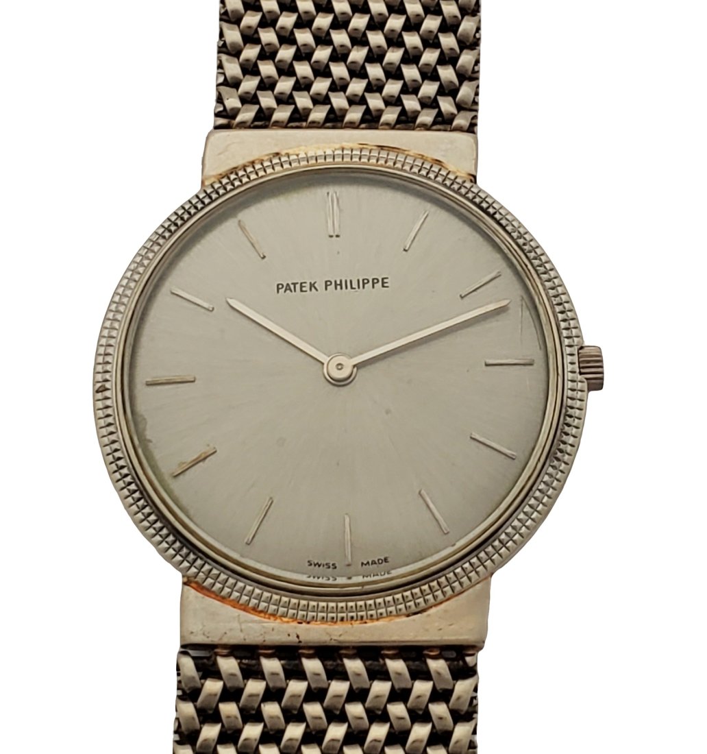 Patek Philippe Calatrava 3520/10 18k White Gold Case Bracelet Buckle Vintage Mens Watch (1 of 10)