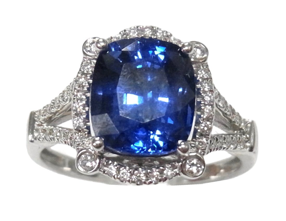LeVian 4.09ct Gem Quality Natural Sapphire Fine Diamond 18k White Gold Ring (1 of 13)