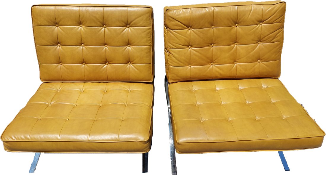 Pair Barcelona Type Chrome X Lounge Chairs After Mies Van Der Rohe (1 of 15)