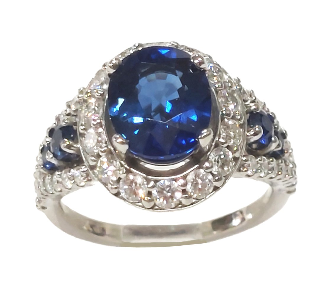GIA 2.40ct Stunning Blue Natural Sapphire 1ctw Fine Diamond Halo Platinum Ring w/ Report (1 of 14)
