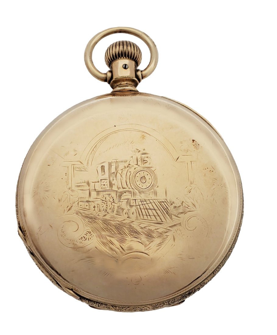 Elgin 18s Hunter Locomotive Antique Lever Set Pocket Watch (1 of 8)