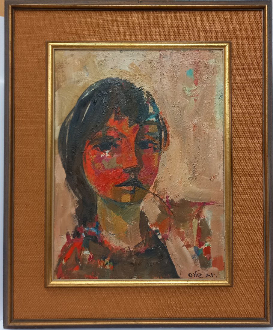 Ruth Schloss Israeli Painting COA Israel Young Girl Portrait Traclin Gallery Judaica (1 of 8)