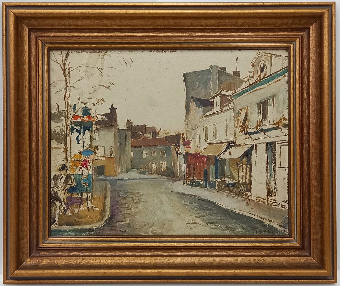 Signed Pietri Post Impressionist Cafe Street Scene Oil Paris Montmartre (1 of 8)